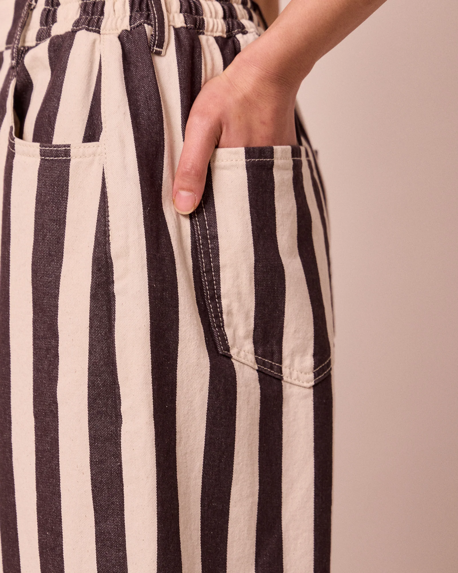 Remi Ecru & Chocolate Stripe Denim Jeans - Image 6