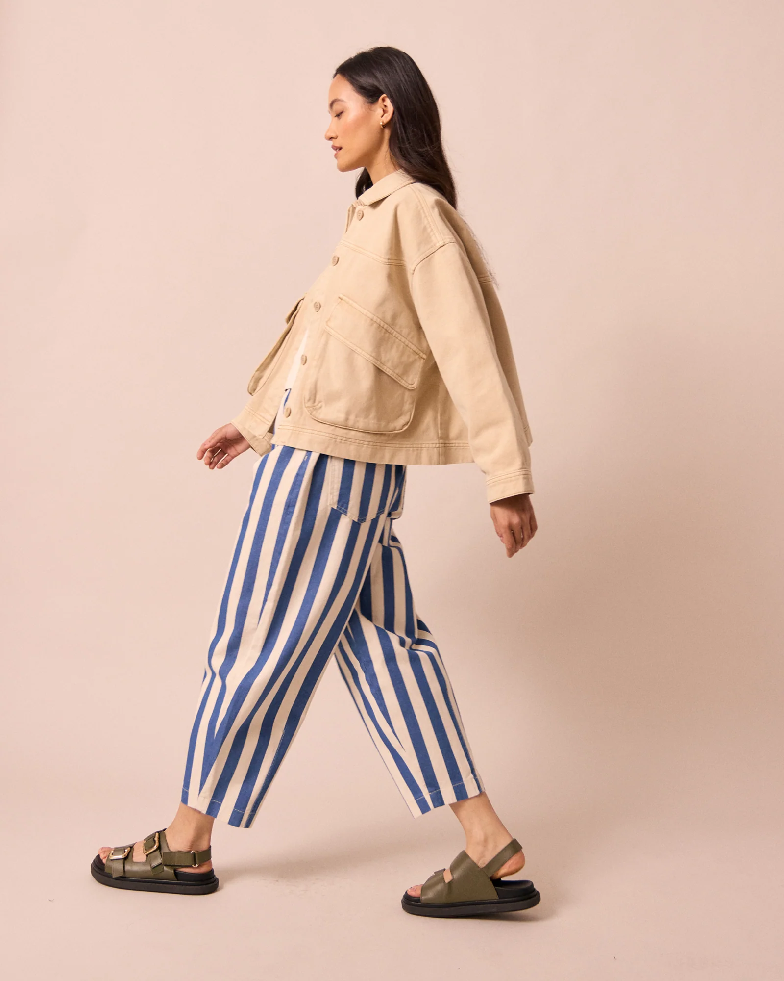 Remi Ecru And Ocean Stripe Denim Jean - Image 2