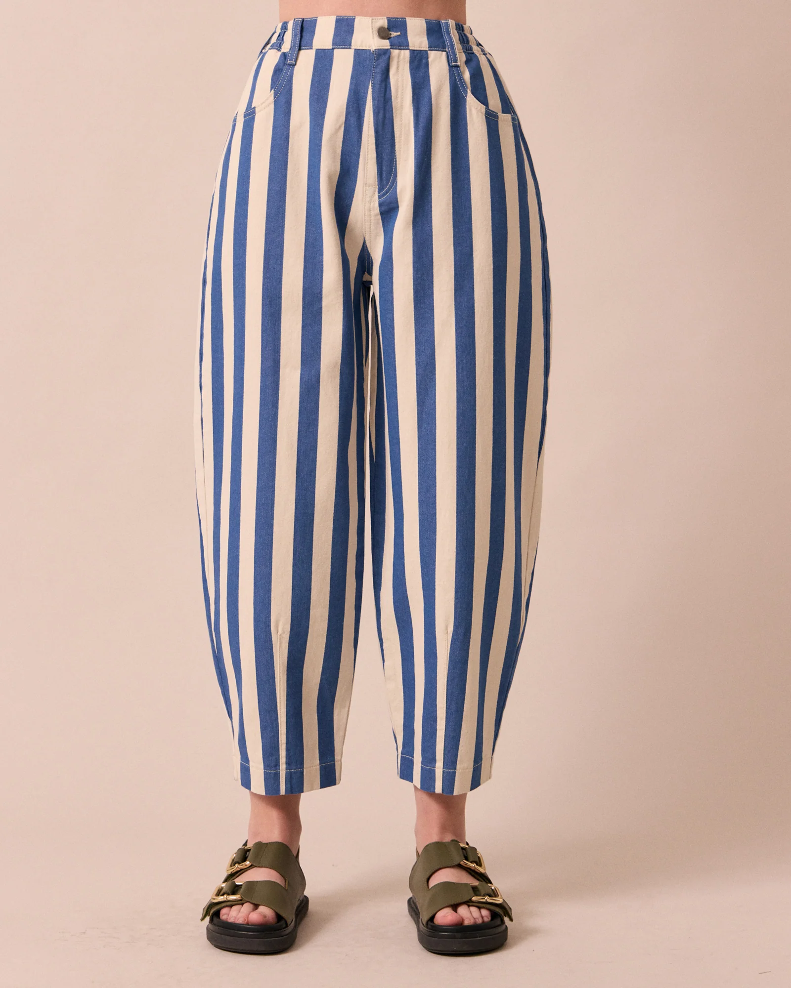 Remi Ecru And Ocean Stripe Denim Jean - Image 3