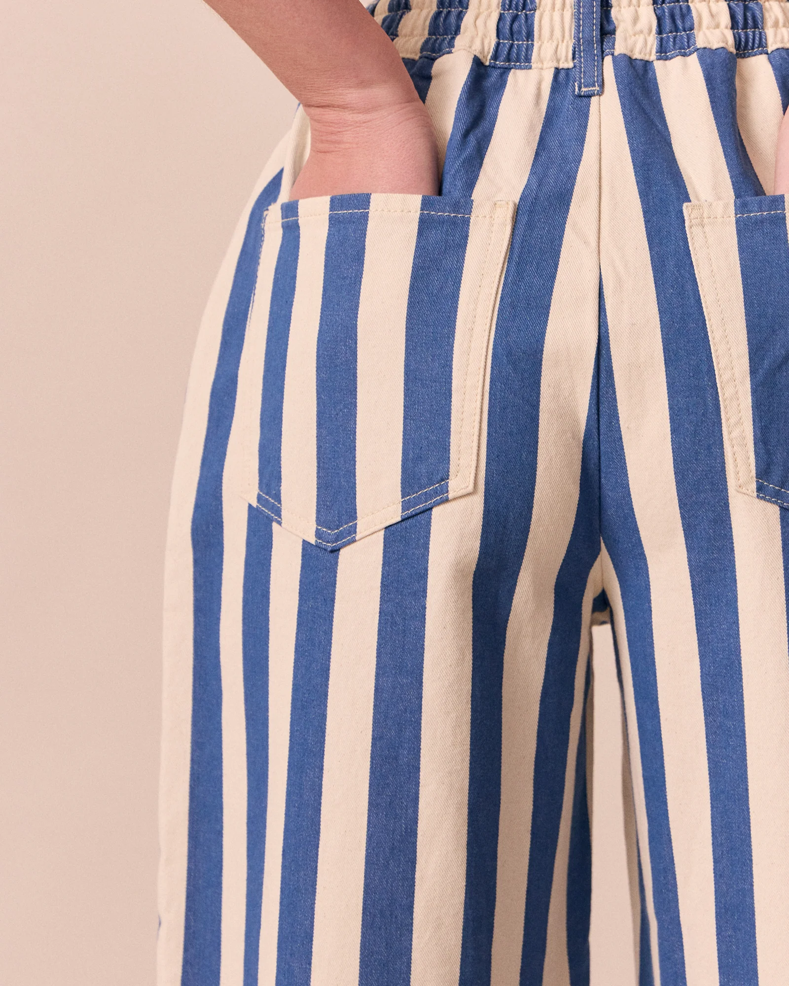 Remi Ecru And Ocean Stripe Denim Jean - Image 5