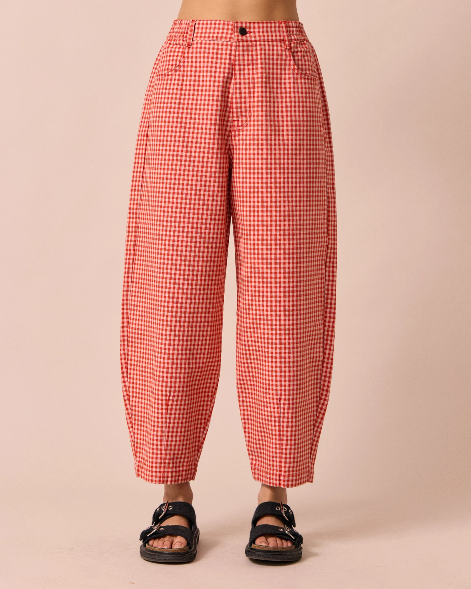 Remi Poppy Red Gingham Denim Jeans - Image 3