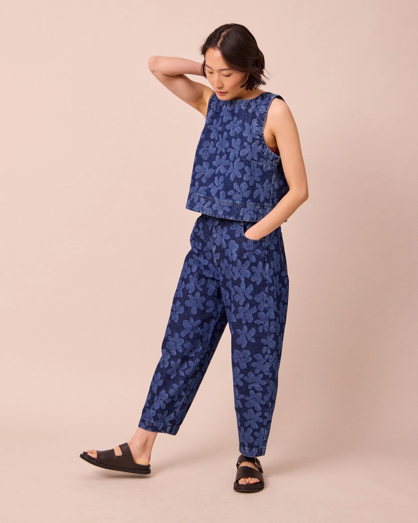 Remi Pressed Flower Print Denim Jeans - Image 2
