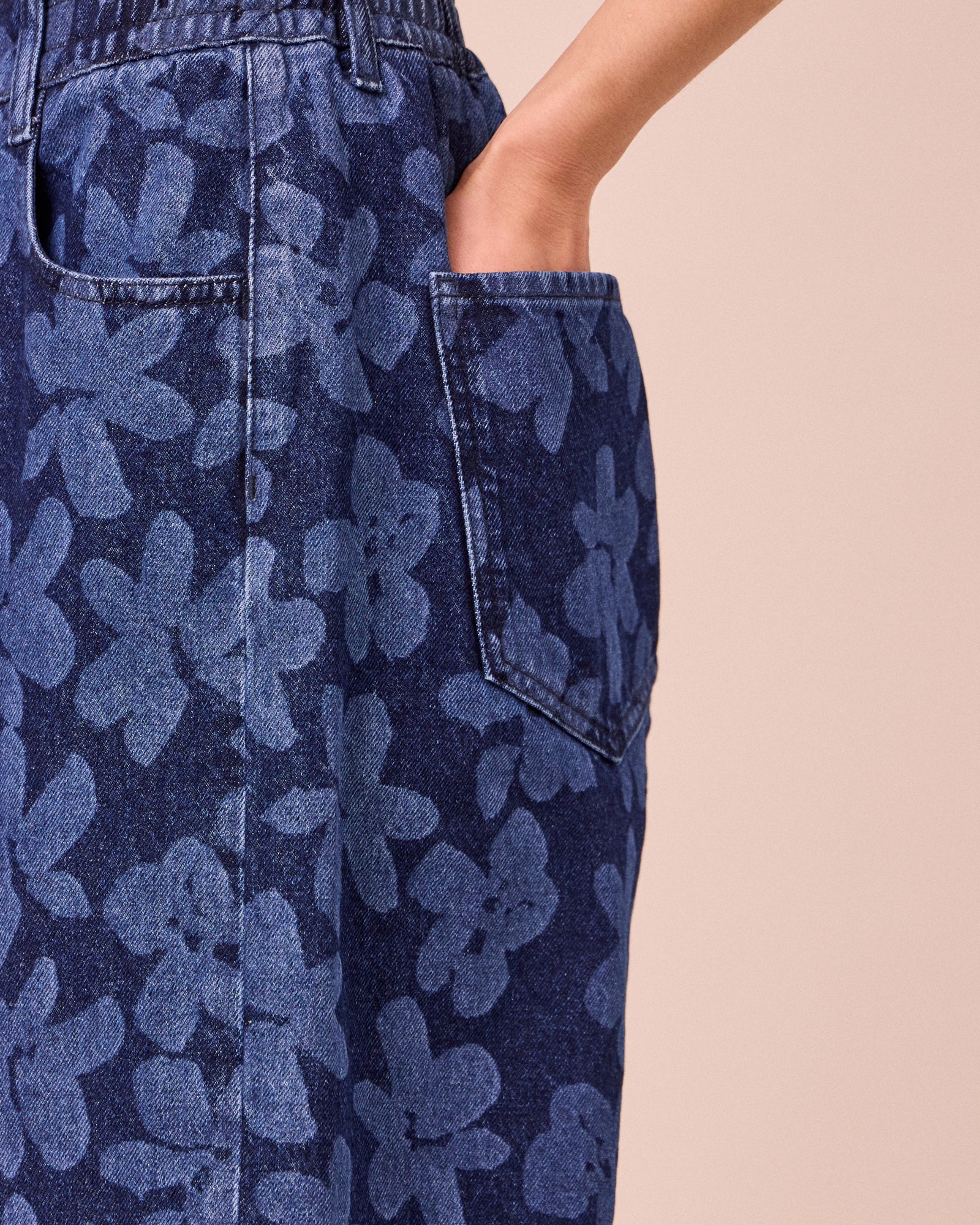 Remi Pressed Flower Print Denim Jeans - Image 5