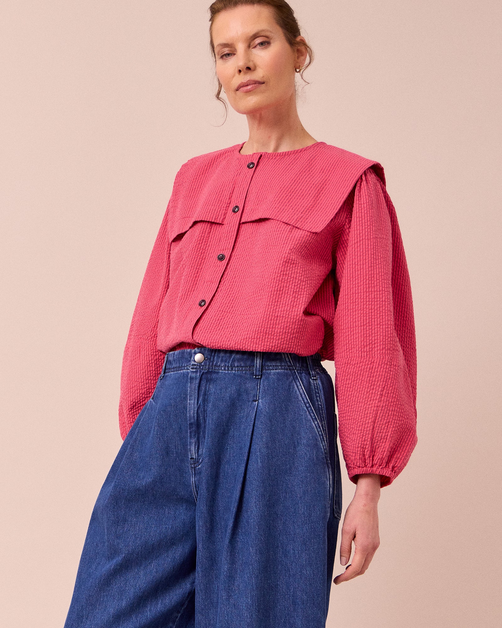 Rowen Raspberry Stripe Seersucker Top - Image 3