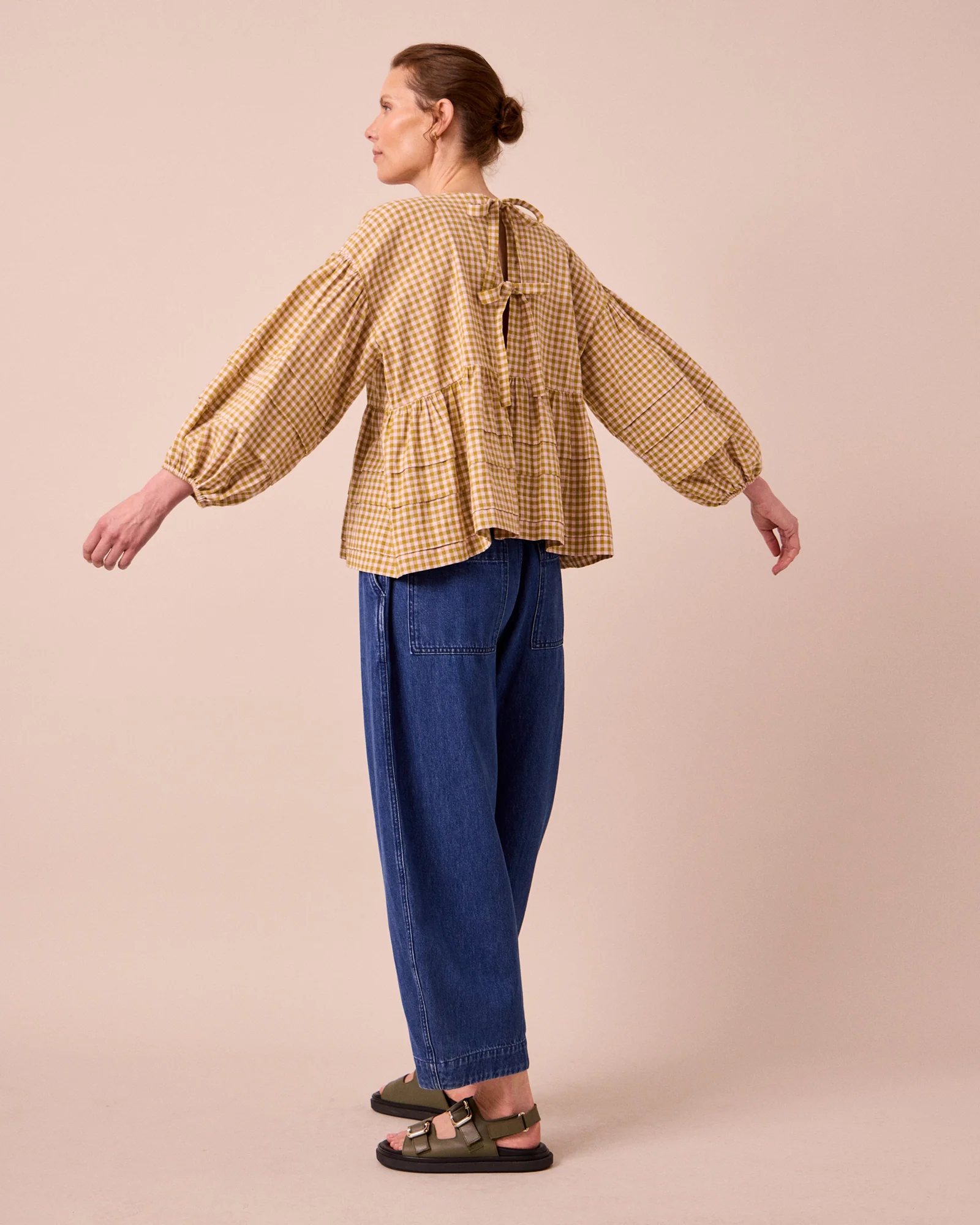 Simone Garden Gingham Cotton Linen Top - Image 2