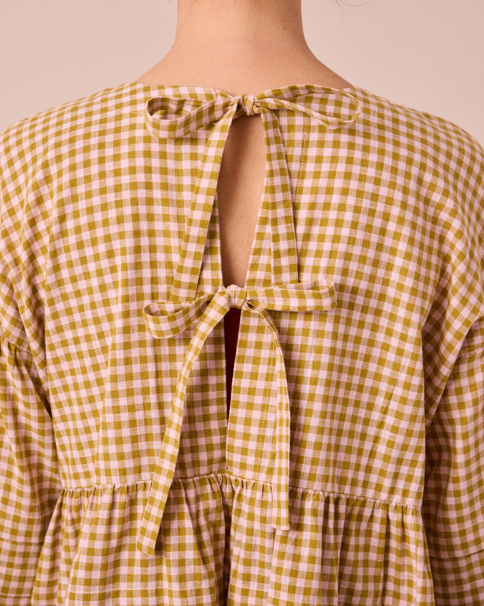 Simone Garden Gingham Cotton Linen Top - Image 5