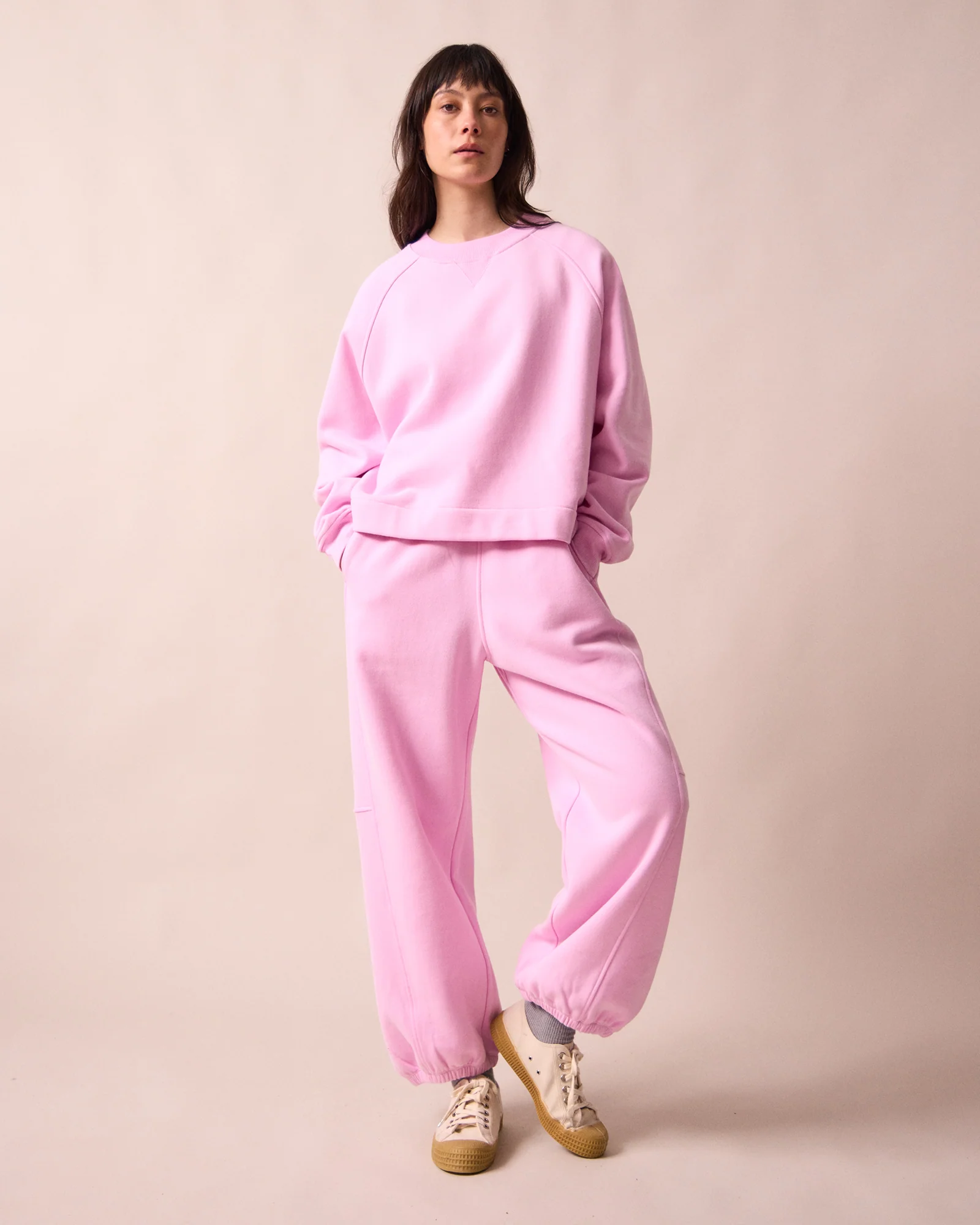 Tegan Orchid Pink Fleeceback Jersey Trousers